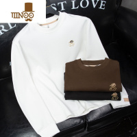 YANXU弹力菠萝纹 欧洲站白色圆领卫衣男潮牌长袖痞帅t恤男士修身