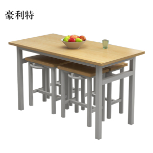 豪利特餐桌4人学校食堂小吃店快餐桌椅饭堂防火板桌1200*600*750[含椅]