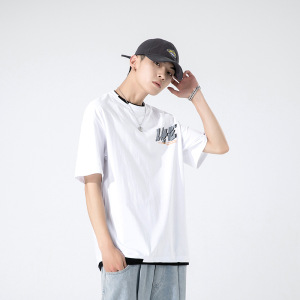 男装夏季新款短袖T恤韩版纯棉打底衫英文潮牌男士圆领半袖T恤