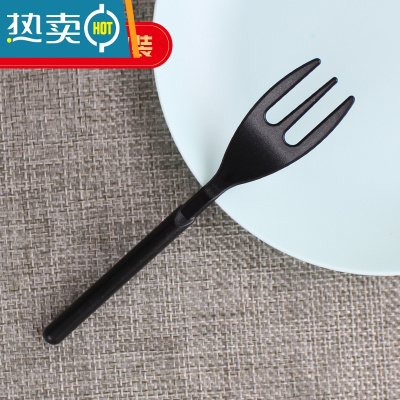 敬平蛋糕叉子单独包装圆柄三齿叉加厚水果叉10厘米甜品点心叉签 黑色-[散装]100只 拍4送1发500只牙签