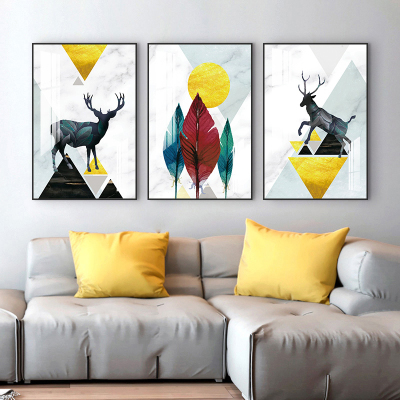 客厅装饰画现代简约CIAA轻奢挂画北欧沙发背景墙三联20530/20529/2053160*90油画布画面深木框NX