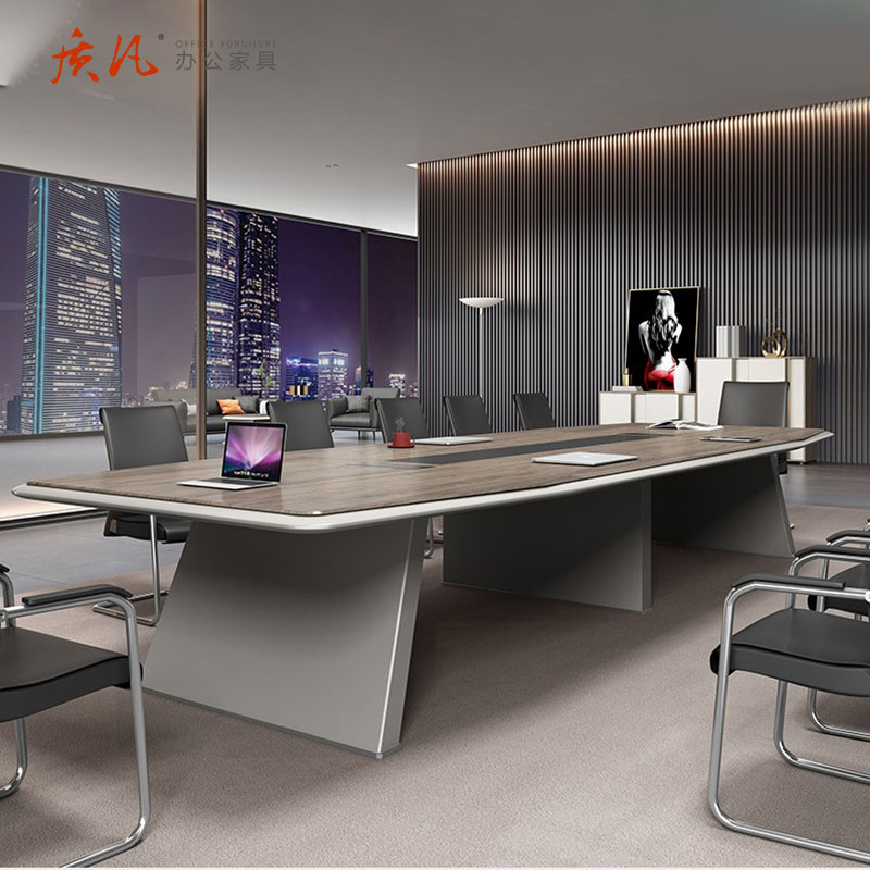 质凡办公简易弧形会议桌简约现代大小型洽谈室接待桌子4200*1600*750mm