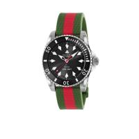 Gucci古驰男士潜水腕表黑色陶瓷表圈抗反射蓝宝石玻璃精钢表壳