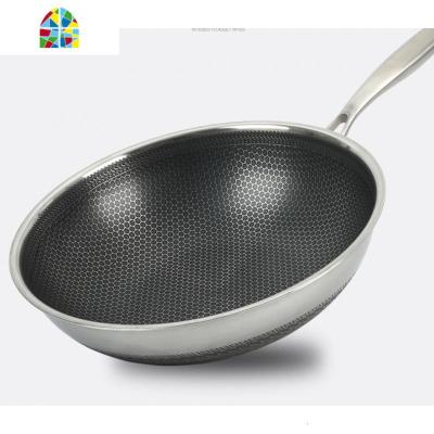 304双面屏304不锈钢炒锅蜂窝无烟锅无涂层炒菜锅具家用 FENGHOU 34双面屏无盖无耳