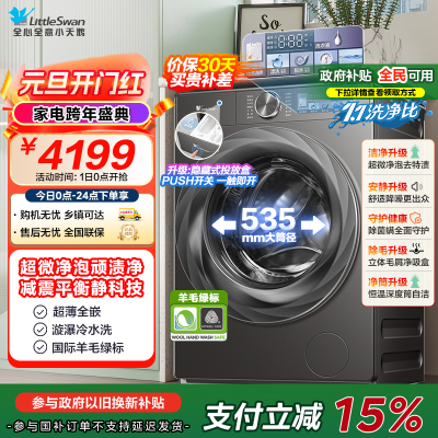 小天鹅小乌梅2.0 10KG滚筒洗衣机全自动超微净泡水魔方超薄全嵌 TG100S83PRO家电国家补贴