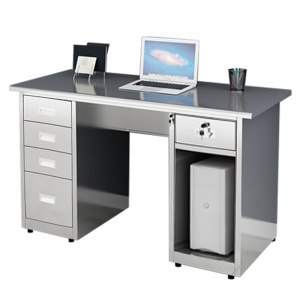 班龙不锈钢办公桌1.4m五斗一空张