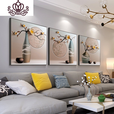 封后钻石画满钻新款简约现代点钻十字绣钻石绣2019客厅三联画花瓶卧室240*80CM魔方圆钻满钻