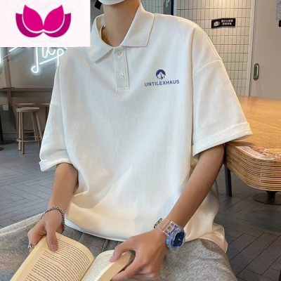 七斓美式翻领polo衫男短袖夏季潮牌上衣服ins潮流宽松日系半袖t恤