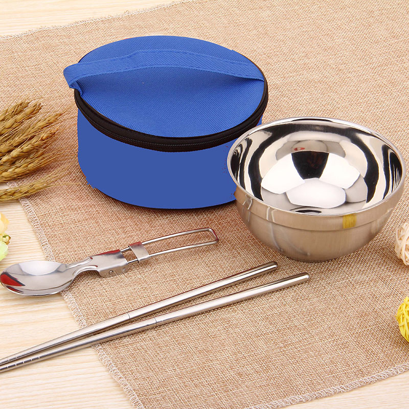 户外餐具包不锈钢餐具碗筷勺单人双人便携野餐包旅行餐具套装-单人款