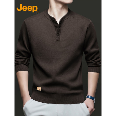 Jeep吉普2025年新款潮牌毛衣男士秋冬季潮流覆古重磅打底针织衫男