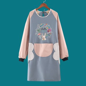 围裙女厨房家用时尚罩衣防水防油长袖工作服做饭围裙可爱日系韩版