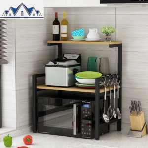 厨房置物架微波炉架子烤箱架双2层免打孔收纳架落地省空间调料架 三维工匠