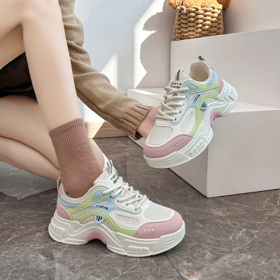 ins韩版新款老爹鞋女2025春季学生跑步运动厚底增高休闲鞋女