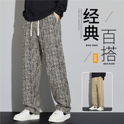 2026新款宽松休闲裤男韩版潮流百搭裤子夏季款坠感阔腿时尚长裤子
