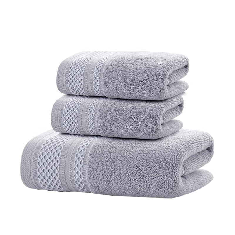 安居先森 五星级酒店长绒棉两条毛巾一条浴巾礼盒 一往情深 灰(盒)