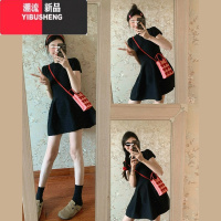 YIBUSHENG法式赫本风黑色连衣裙子女季2024年新款小个子收腰显瘦气质短裙