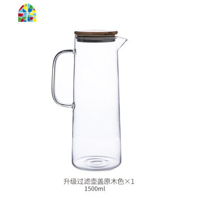 封后冷水壶玻璃可高温日式家用凉白开水瓶冷水杯套装北欧大容量凉水壶 升级黑盖冷水壶(1.4L)+6杯(330ml)+(送长