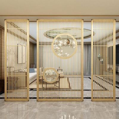 新中式屏风隔断客厅入户北欧栅栏轻奢风屏风实木镂空半透纱画座屏 定制100*180cm胡桃木 整装