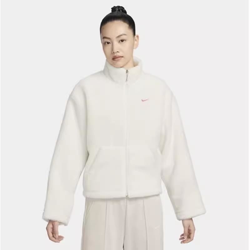 NIKE/耐克外套运动休闲仿羊羔绒立领保暖女装夹克FV4009-133 D