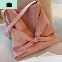 chic韩系少女心蝴蝶结设计ins纯色百搭单肩帆布包布袋女学生书包NEW LAKE女士单肩包