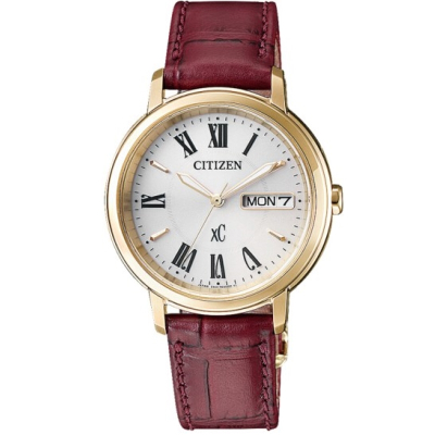 国行西铁城（CITIZEN）光动能小牛皮表带罗马字符表盘时尚女表EW2423-10AB