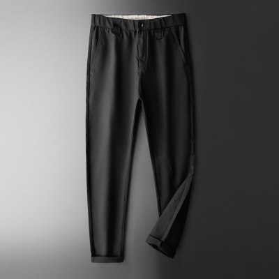 梵克公牛网红商务休闲流小脚裤常规休闲裤ins西裤男士长裤子男裤黑色黑色29