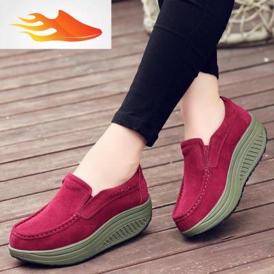 FISHBASKET2019秋冬季摇摇鞋女休闲运动一脚蹬懒人鞋松糕鞋厚底女鞋棉鞋休闲鞋