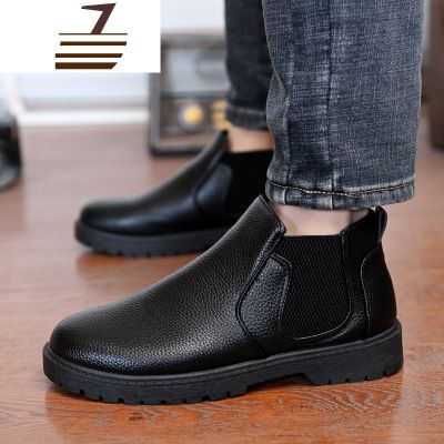 尗卡马丁切尔西中帮皮短靴高帮单靴子英伦工装男士透气休闲鞋子