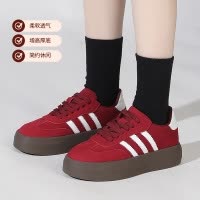 真皮厚底德训鞋女秋季新款舒适透气百搭增高运动休闲板鞋