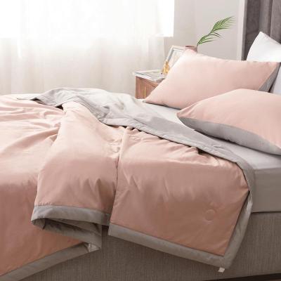 美帮汇空调被100支长绒棉夏季全棉薄被全棉夏凉被初薄雾粉杏