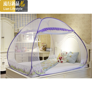 蚊帐三开拉链无底钢丝免安装折叠蒙古包1.5/1.8拉链蚊帐1.2 三维工匠