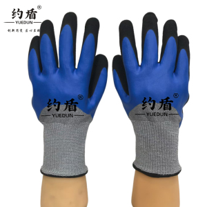 约盾 双层乳胶磨砂防水耐油防割手套 HPEL3096/双