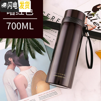 三维工匠大容量不锈钢保温杯1000男士商务水杯办公泡茶杯车载1户外旅行 暗红700+杯套+刷