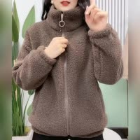 秋冬季新款高级百搭时尚修身宽松立领外套加绒加厚显瘦棉衣女装潮
