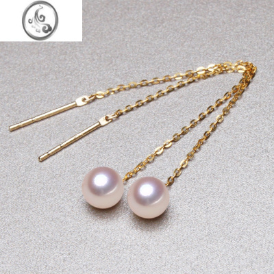 JiMi金淡水珍珠耳线长款流苏耳环气质耳饰耳钉彩金耳坠非akoya海水