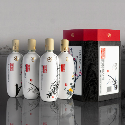 五粮液股份酿神梅兰竹菊58度500ml*4瓶纯粮食浓香型白酒送礼佳品