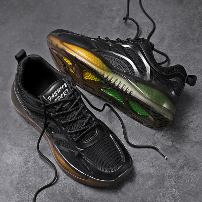 忛歩瑟FBS网面透气爆米花底运动跑步鞋2021夏季新款增高厚底老爹鞋休闲男鞋