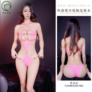 情趣内衣欲之诱惑情趣内深V挂脖绑带连体衣薄透高弹诱惑情趣内衣