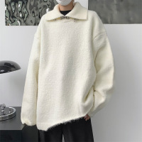 男装潮牌翻领毛衣男春秋季新款保暖情侣时尚针织衫慵懒风外穿上衣