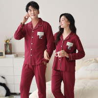 情侣睡衣春秋冬季棉质本命年喜庆结婚红色一男士一女士家居服套装_107_185