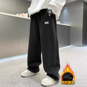 男童灯芯绒裤子加绒秋冬款新款休闲中大儿童男孩加厚冬季长裤