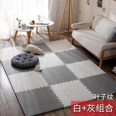 泡沫地垫家用隔音海绵铺地板垫子拼接爬爬卧室儿童爬行垫拼图防摔 白+灰 60*60*1.0cm十字纹[10片]送边条