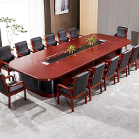 油漆会议桌贴实木皮长桌公司大型椭圆形洽谈桌椅组合