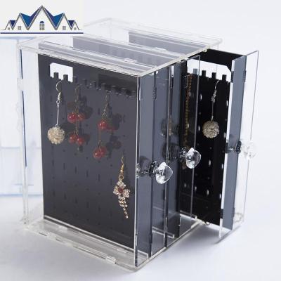 耳环盒透明塑料亚克力收纳盒首饰架挂耳环耳钉盒子耳环收纳盒防尘 三维工匠