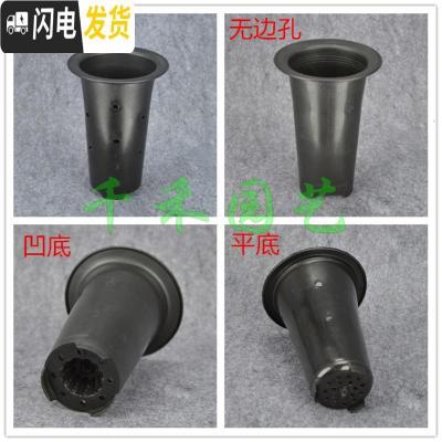 三维工匠塑料花盆透气盆气生盆国兰盆洋兰盆黑色凹底、平底兰花盆 黑色4寸平底有边孔 10个(送2米网套)花盆容器