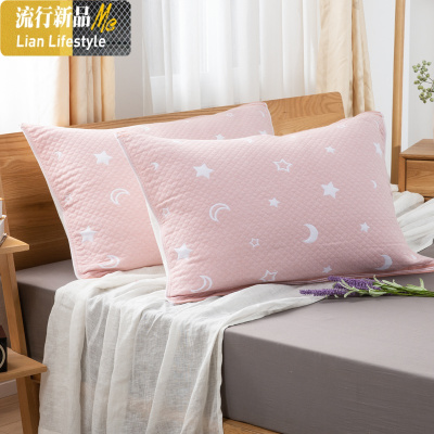 棉纱布枕巾背面固定套防滑半包式枕头巾枕套学生单人成人2条装三维工匠