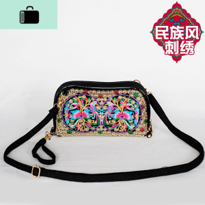 2020新款民族风刺绣花包时尚手拿包手包单肩斜挎手机包迷你小包女NEW LAKE [金钱花]女手包 【金钱花】
