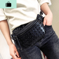 胸包女小包包2020韩版新款链条斜挎百搭时尚皮铆钉女腰包NEW LAKE 黑色99-2女斜挎包