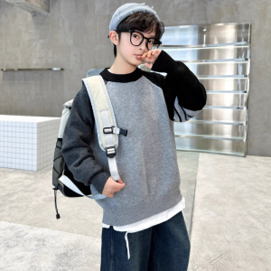 男童毛衣秋冬款新款男孩加厚拼接冬季儿童针织帅气时髦上衣潮