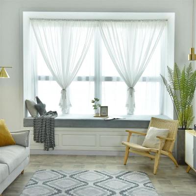 纱帘免打孔安装白色飘窗小短帘纱魔术贴自粘式遮光阳台隔断窗帘纱